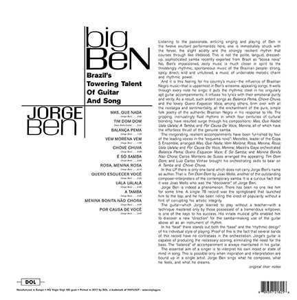 Jorge Ben - Big Ben (Brazil's Towering Talent Of Guitar And Song) | DOL (DOL825HG) - 2