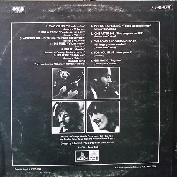 The Beatles - Let It Be = Déjalo Así | Odeon (1 J 062-04.433) - 2