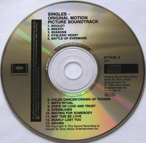 Various - Singles (Original Motion Picture Soundtrack) | Epic Soundtrax (EPC 471438 2) - 3