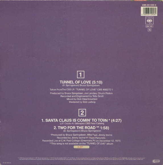 Bruce Springsteen - Tunnel Of Love | CBS (CBS 651295 6) - 2