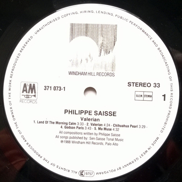 Philippe Saisse - Valerian | Windham Hill Records (371073-1) - 3 Philippe Saisse - Valerian | Windham Hill Records (371073-1) - 3
