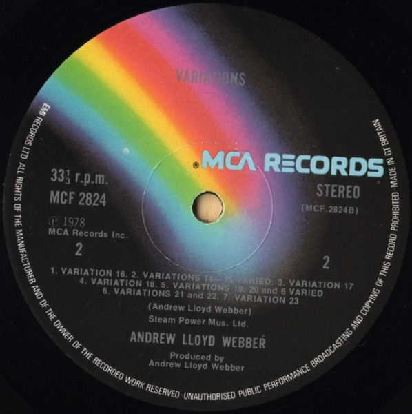 Andrew Lloyd Webber - Variations | MCA Records (MCF 2824) - 3 Andrew Lloyd Webber - Variations | MCA Records (MCF 2824) - 3