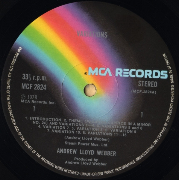 Andrew Lloyd Webber - Variations | MCA Records (MCF 2824) - 2 Andrew Lloyd Webber - Variations | MCA Records (MCF 2824) - 2