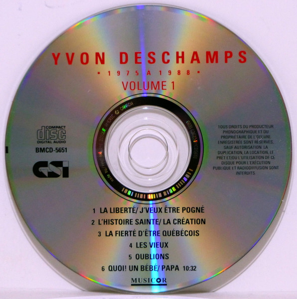 Yvon Deschamps - 1975 À 1988 Volume 1 | GSI Musique (BMCD-5651) - 2