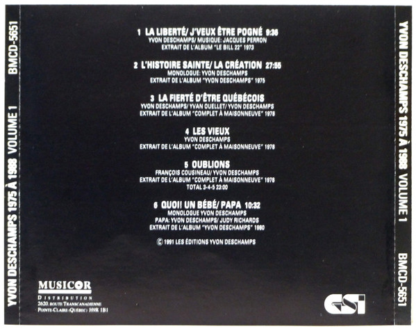 Yvon Deschamps - 1975 À 1988 Volume 1 | GSI Musique (BMCD-5651) - 3