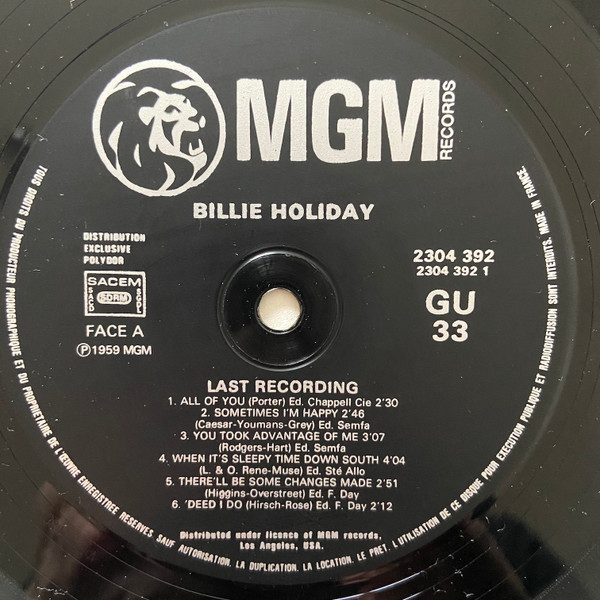 Billie Holiday With Ray Ellis And His Orchestra - Last Recording | MGM Records (2304 392) - 3 Billie Holiday With Ray Ellis And His Orchestra - Last Recording | MGM Records (2304 392) - 3