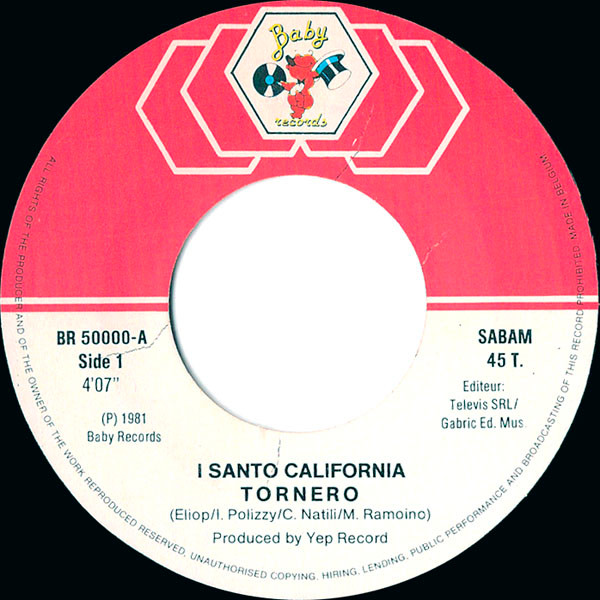 I Santo California - Tornero | Baby Records (BR 50000) - 3 I Santo California - Tornero | Baby Records (BR 50000) - 3
