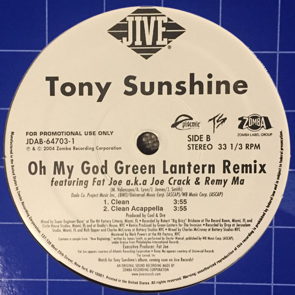 Tony Sunshine - Oh My God (Green Lantern Remix) | Jive (JDAB-64703-1) - 3