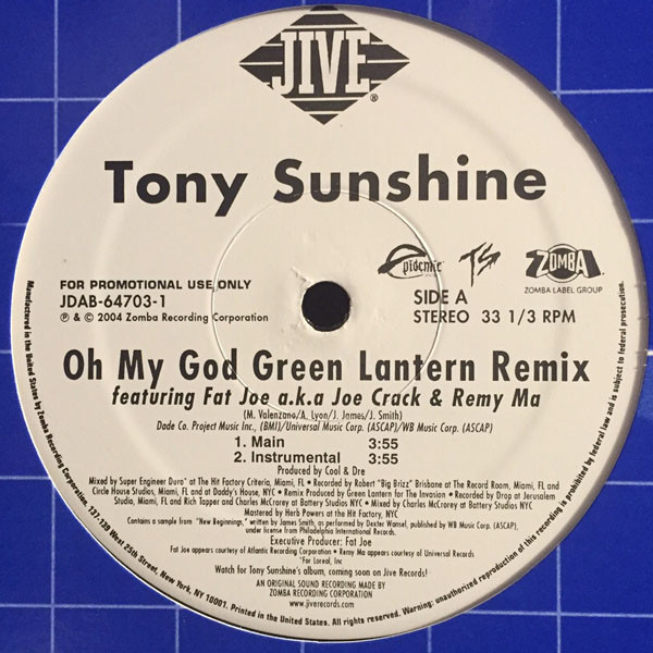 Tony Sunshine - Oh My God (Green Lantern Remix) | Jive (JDAB-64703-1) - 2
