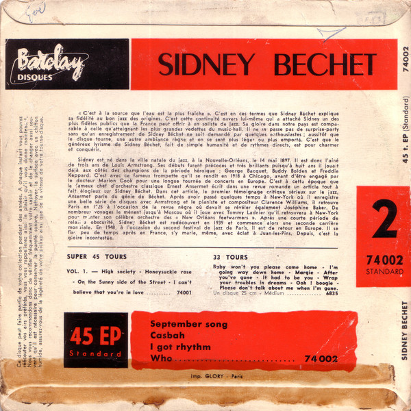 Sidney Bechet - I Got Rhythm | Barclay (74002) - 2