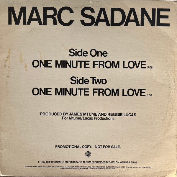 Marc Sadane - One Minute From Love | Warner Bros. Records (PRO-A-1036)