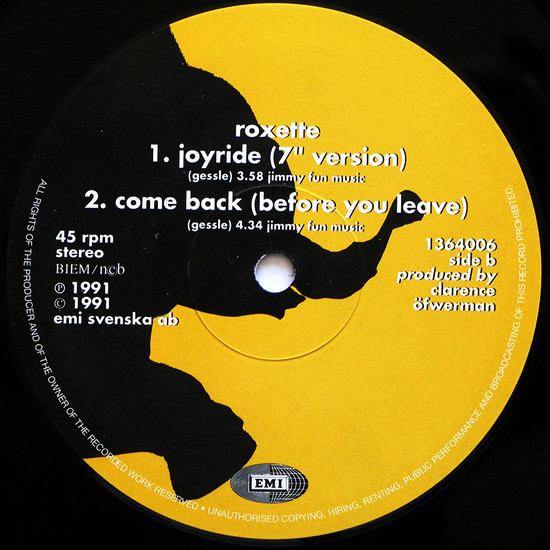 Roxette - Joyride (Magicfriendmix 12") (12") [Vinyl] | EMI (1364006) - 4