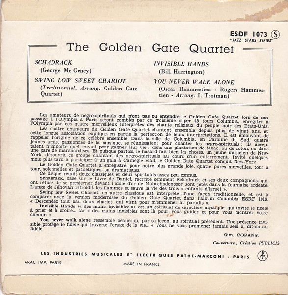 The Golden Gate Quartet - 9 - Schadrack | Columbia (ESDF 1073) - 2