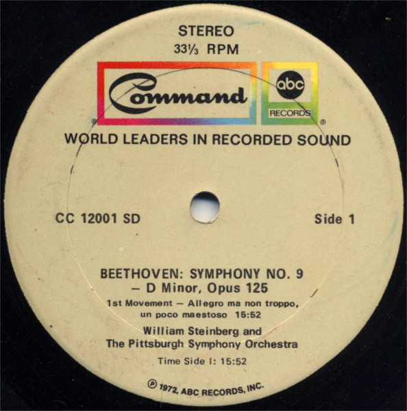 Ludwig van Beethoven - William Steinberg , Pittsburgh Symphony Orchestra , The Mendelssohn Choir Of Pittsburgh - Symphony No. 9 In D Minor, Opus 125; Symphony No. 8 In F Major, Opus 93 | Command (CC 12001 SD) - 4