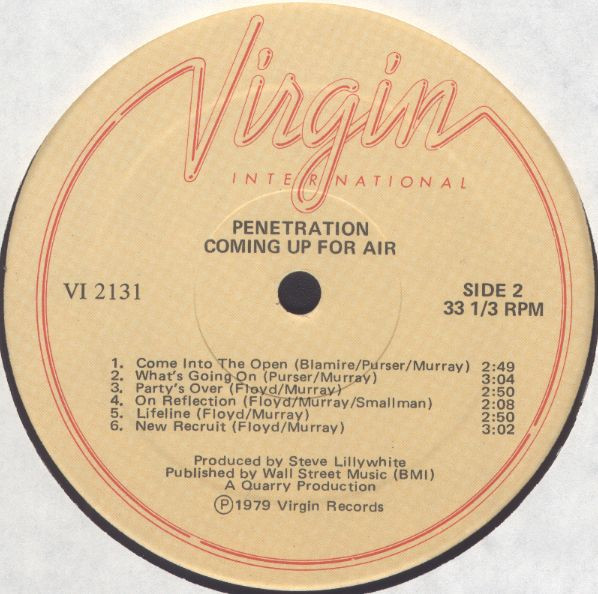 Penetration - Coming Up For Air | Virgin International (VI 2131) - 4