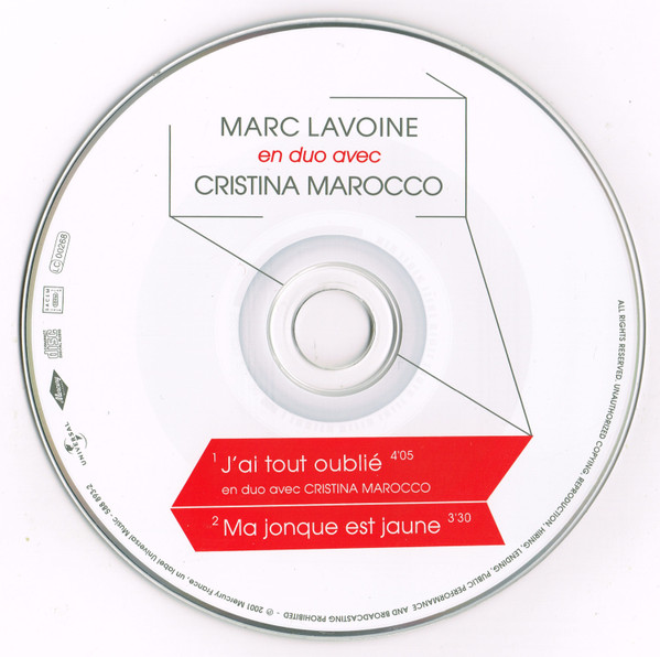 Marc Lavoine En Duo Avec Cristina Marocco - J'ai Tout Oublié | Mercury (588 893-2) - 3