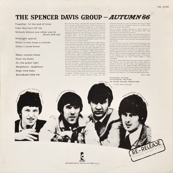 The Spencer Davis Group - Autumn '66 | Island Records (ORL 201657) - 2 The Spencer Davis Group - Autumn '66 | Island Records (ORL 201657) - 2