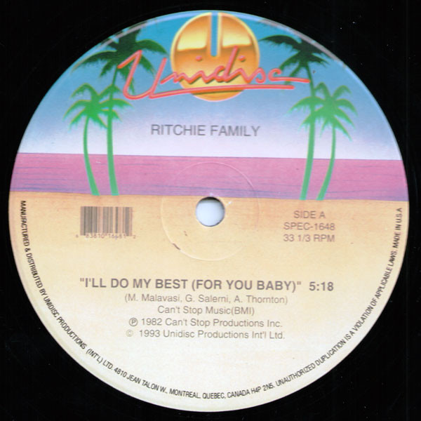 The Ritchie Family - I'll Do My Best (For You Baby) / All Night All Right | Unidisc (SPEC-1648) - main The Ritchie Family - I'll Do My Best (For You Baby) / All Night All Right | Unidisc (SPEC-1648) - main