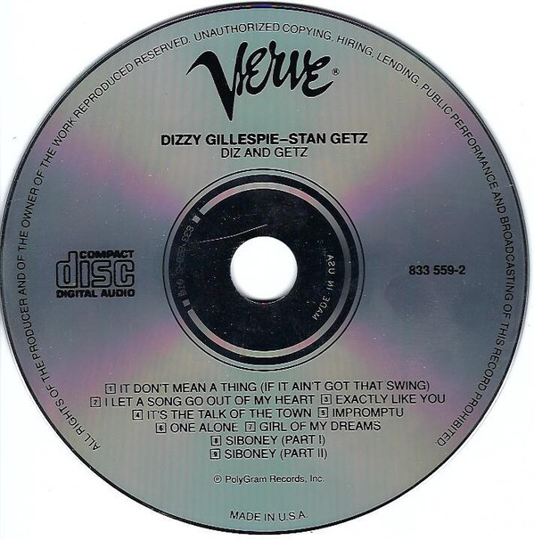 Dizzy Gillespie And Stan Getz - Diz And Getz | Verve Records (833 559-2) - 3