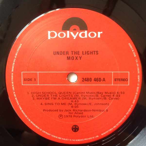 Moxy - Under The Lights [Vinyl] | Polydor (2480 460) - 3