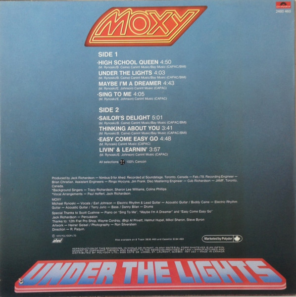 Moxy - Under The Lights [Vinyl] | Polydor (2480 460) - 2