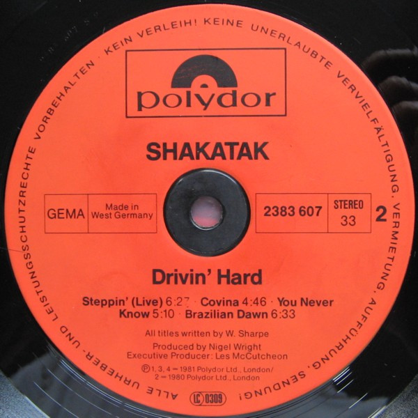 Shakatak - Drivin' Hard | Polydor (2383 607) - 4
