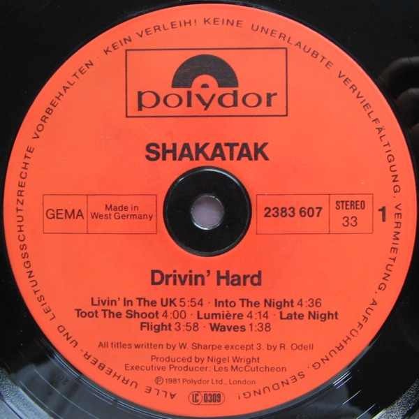 Shakatak - Drivin' Hard | Polydor (2383 607) - 3