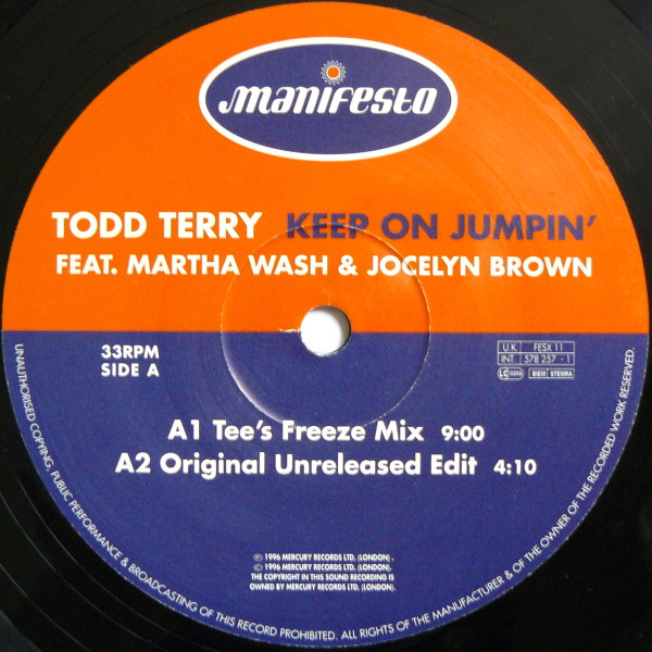 Todd Terry Feat. Martha Wash & Jocelyn Brown - Keep On Jumpin' | Manifesto (FESX 11) - 3