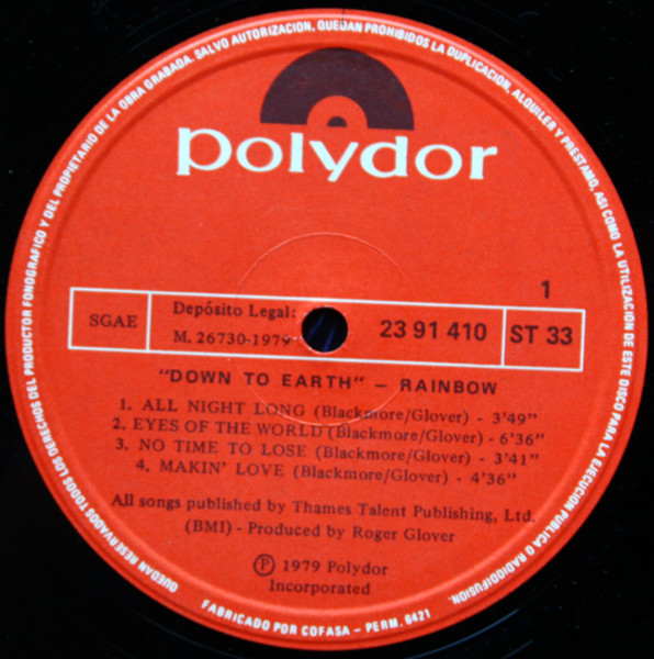 Rainbow - Down To Earth | Polydor (23 91 410) - 3