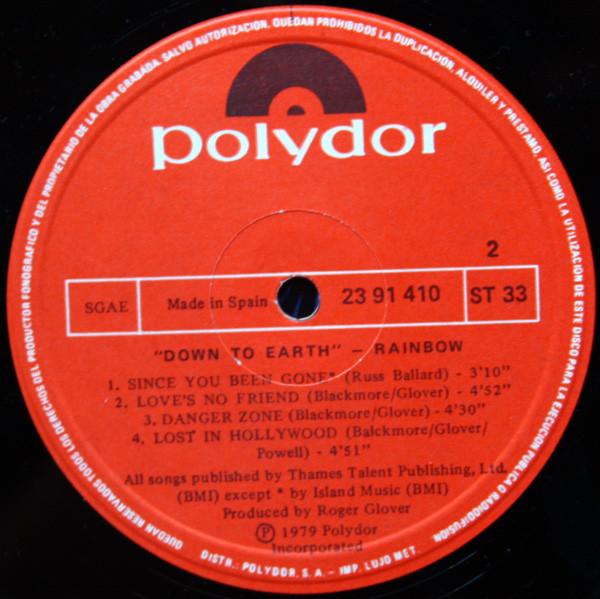 Rainbow - Down To Earth | Polydor (23 91 410) - 4