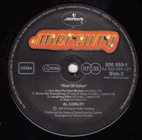 Al Corley - Riot Of Color | Mercury (826 959-1)