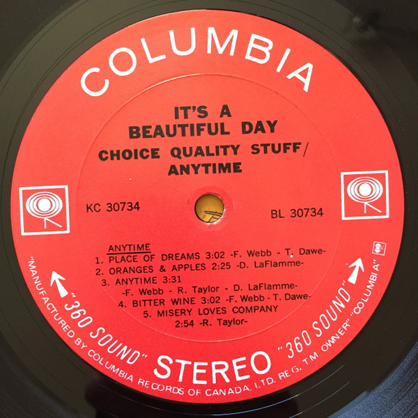 It's A Beautiful Day - Choice Quality Stuff / Anytime | Columbia (KC 30734) - 4