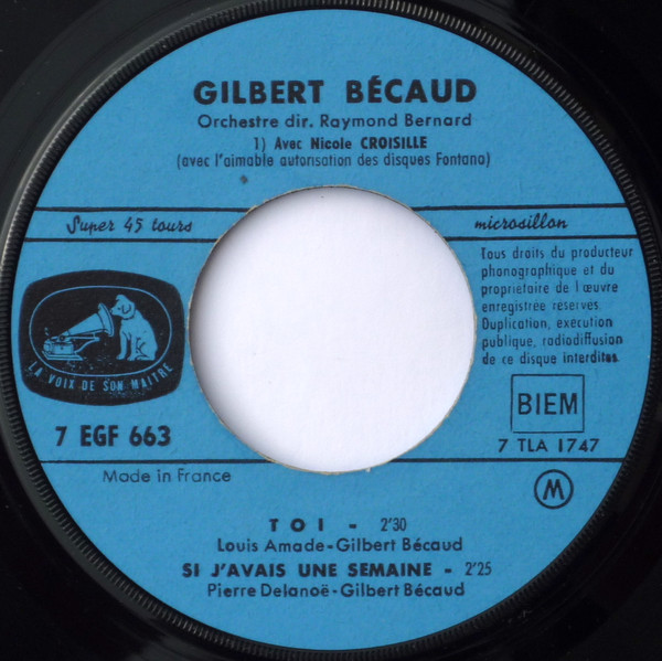 Gilbert Bécaud - Toi | La Voix De Son Maître (EGF 663) - 3