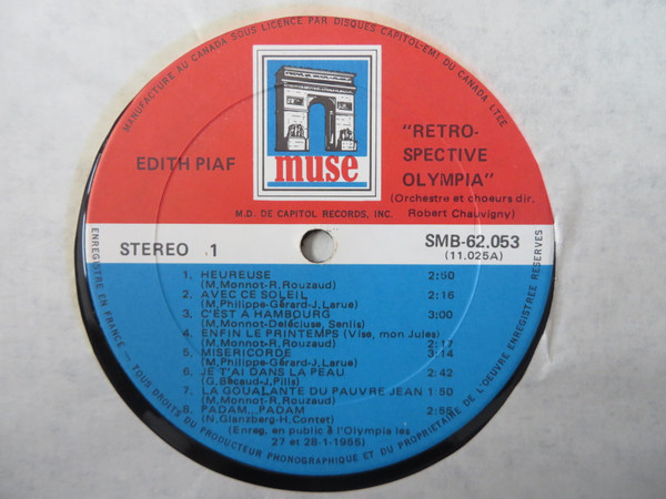 Edith Piaf - Rétrospective Olympia: Edith Piaf (2LP) [Vinyl] | Muse (SMB-62.053) - 3