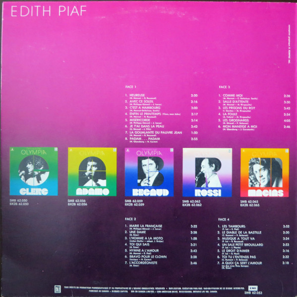 Edith Piaf - Rétrospective Olympia: Edith Piaf (2LP) [Vinyl] | Muse (SMB-62.053) - 2