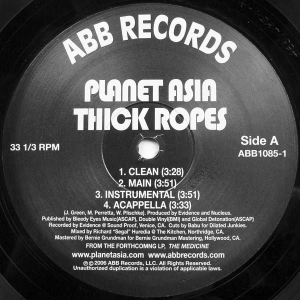 Planet Asia - Thick Ropes / On Your Way 93706 | ABB Records (ABB1085-1) - main Planet Asia - Thick Ropes / On Your Way 93706 | ABB Records (ABB1085-1) - main
