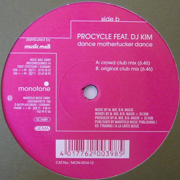 Procycle Feat. DJ Kim - Dance Motherfucker Dance | Monotone Records (MON-0014-12) - main Procycle Feat. DJ Kim - Dance Motherfucker Dance | Monotone Records (MON-0014-12) - main