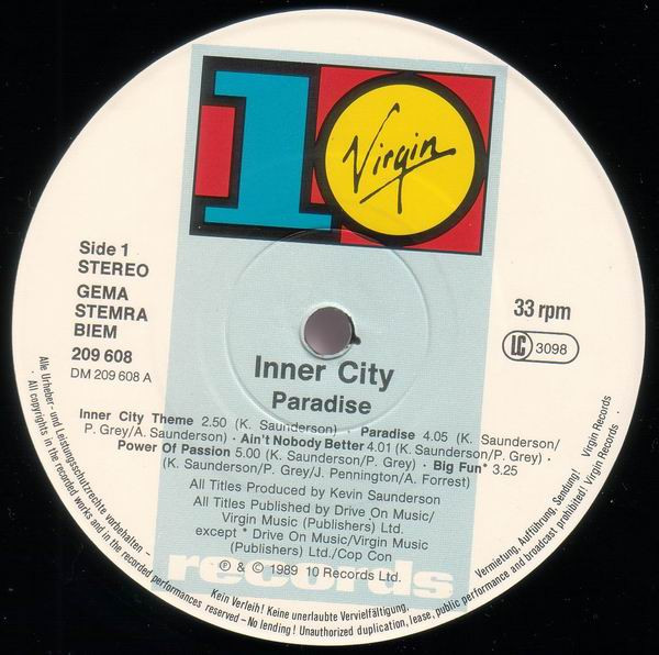 Inner City - Paradise | 10 Records (DIX81) - 3 Inner City - Paradise | 10 Records (DIX81) - 3