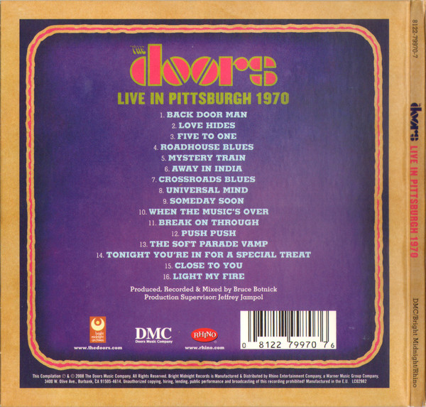 The Doors - Live In Pittsburgh 1970 | Bright Midnight Records (8122-79970-7) - 3 The Doors - Live In Pittsburgh 1970 | Bright Midnight Records (8122-79970-7) - 3