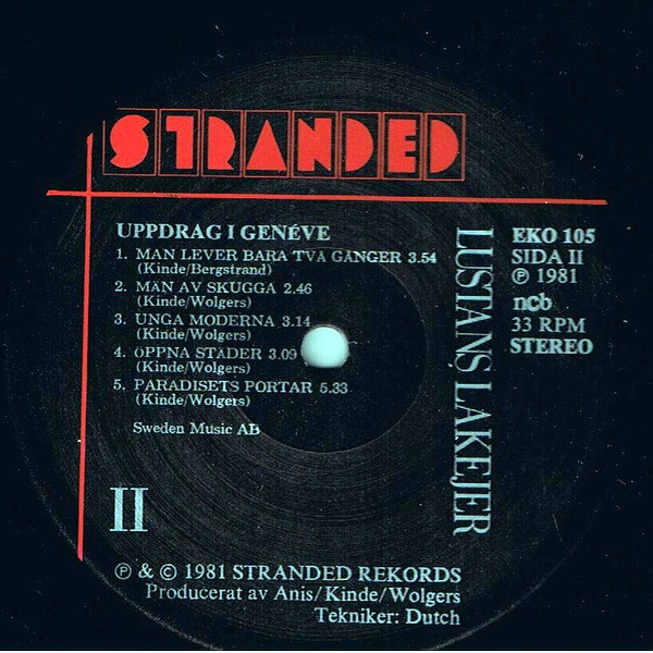 Lustans Lakejer - Uppdrag I Genève | Stranded Rekords (EKO 105) - 4