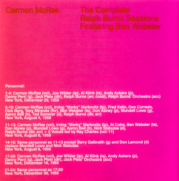 Carmen McRae Featuring Ben Webster - The Complete Ralph Burns Sessions | Lone Hill Jazz (LHJ10152) - 3