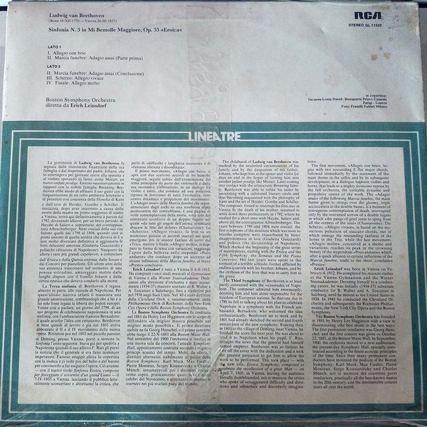 Ludwig van Beethoven - Boston Symphony Orchestra / Erich Leinsdorf - Sinfonia N.3 In Mi Bem. Magg. Op. 55 "Eroica" | RCA S.P.A. (GL 11525) - 2