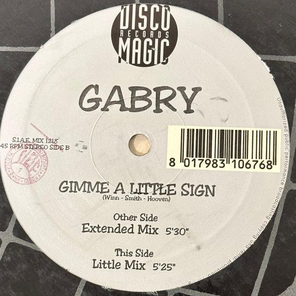 Gabry - Gimme A Little Sign | Discomagic Records (MIX 1218)