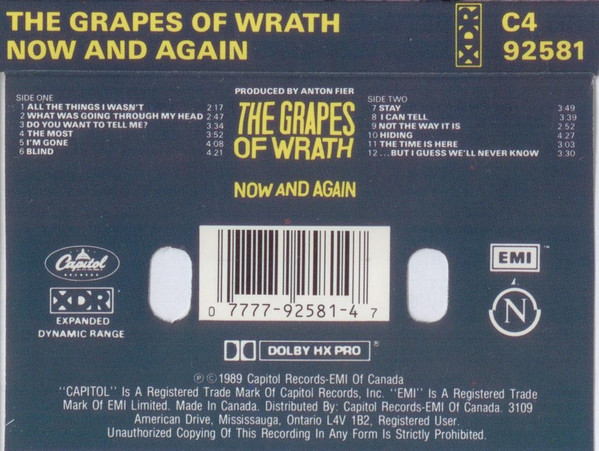 The Grapes Of Wrath - Now And Again [Cassette] | Capitol Records (C4 92581) - 3