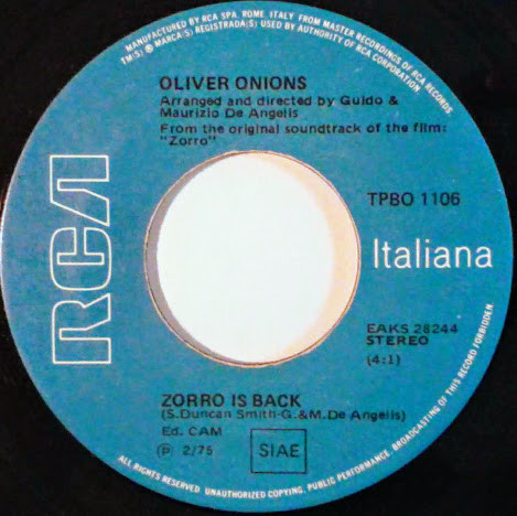 Oliver Onions - Zorro Is Back / To You Mi Chica | RCA (TPBO 1106) - 3