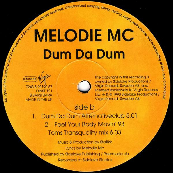 Melodie MC - Dum Da Dum | Virgin (7243 8 92190 6 7) - 4