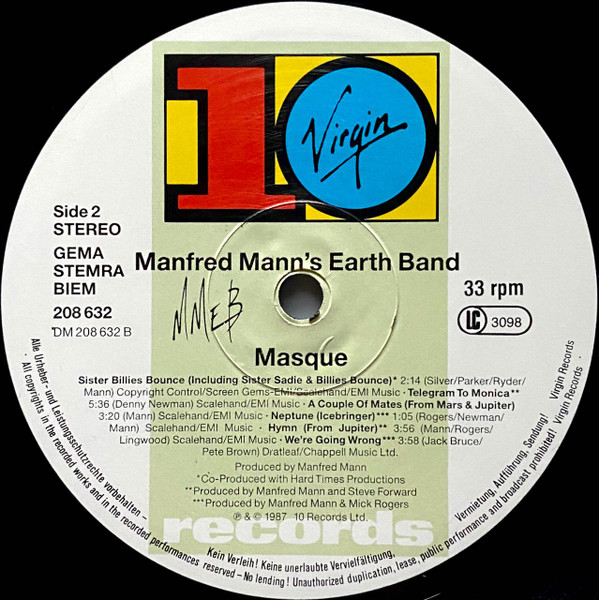 Manfred Mann's Earth Band - Masque (Songs And Planets) | 10 Records (208 632) - 4