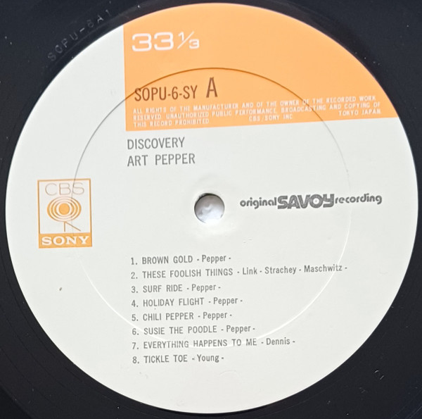 Art Pepper - Discovery | CBS/Sony (SOPU-6-SY) - 4 Art Pepper - Discovery | CBS/Sony (SOPU-6-SY) - 4