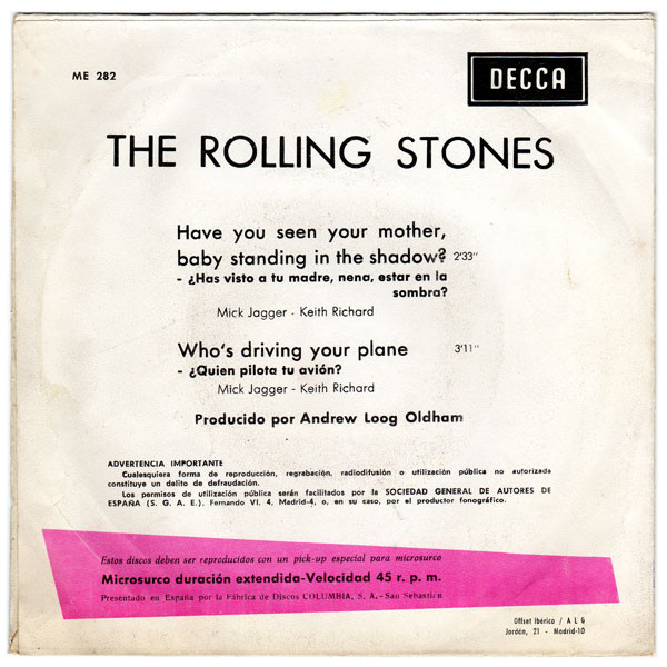 The Rolling Stones - Have You Seen Your Mother, Baby, Standing In The Shadow? | Decca (ME 282) - 2