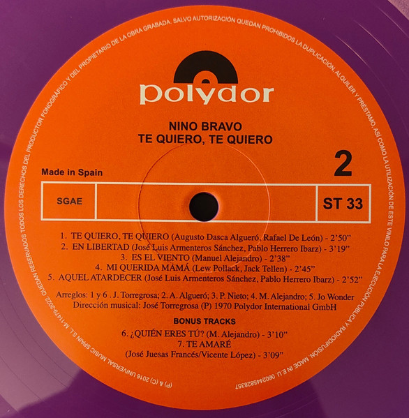 Nino Bravo - Te Quiero, Te Quiero | Universal (0602445828357) - 4 Nino Bravo - Te Quiero, Te Quiero | Universal (0602445828357) - 4